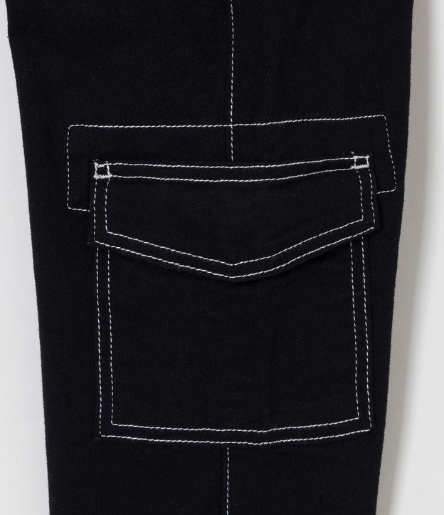 Pantalón Infantil con Bolsillos y Costuras Diferenciadas - Talle 5 a 14 años Negro 3