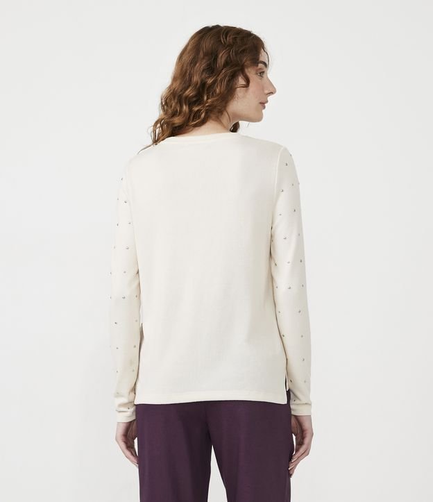 Blusa Acanalada con Manga Larga y Detalles Off White 4