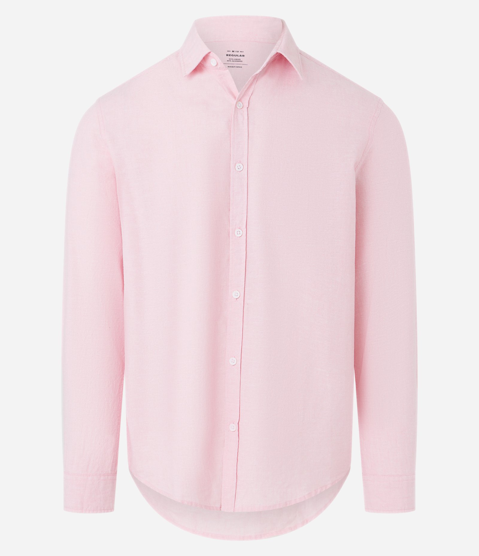 Camisa Regular Básica em Linho com Gola Colarinho 5