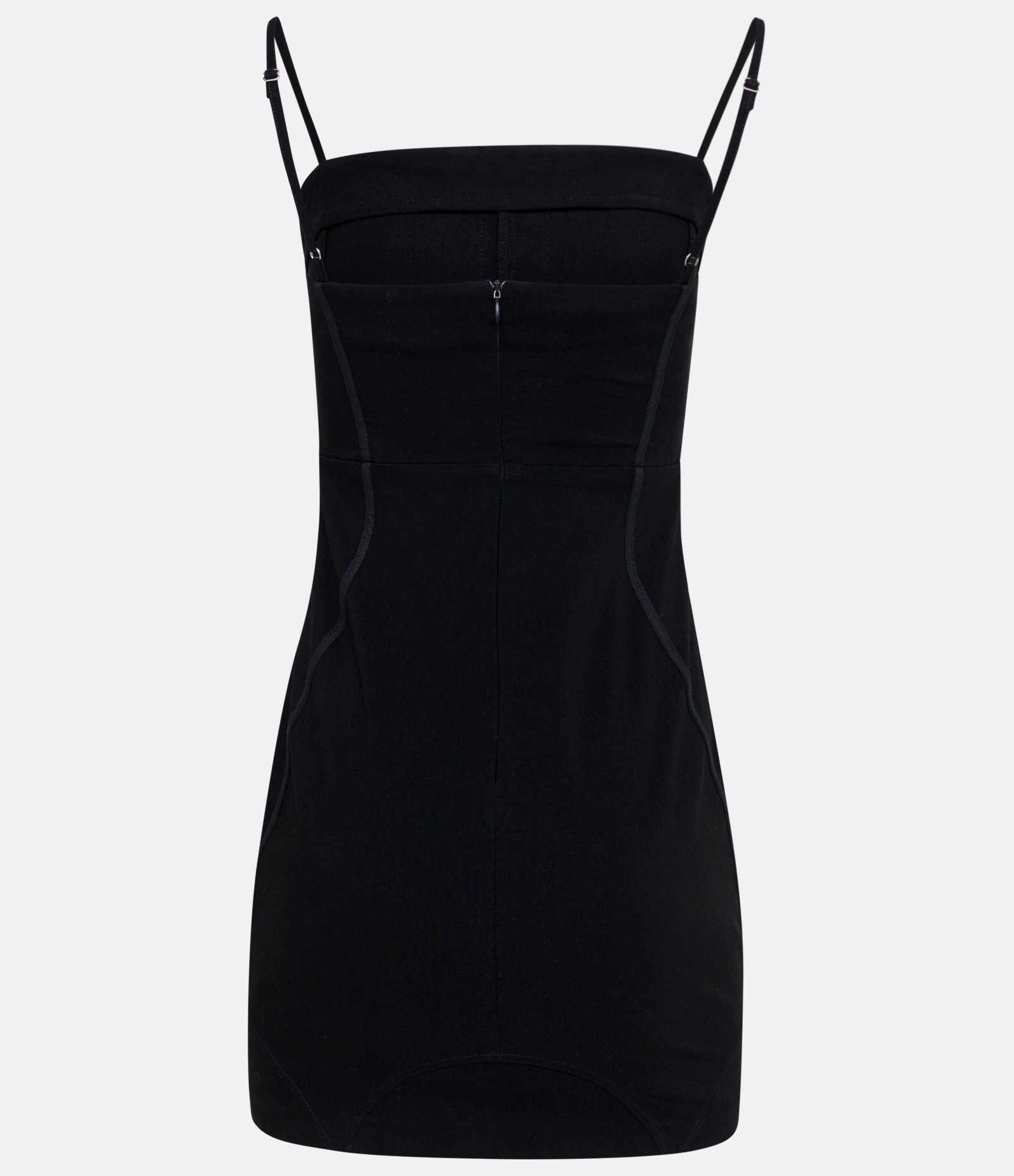 Vestido Curto em Bengaline com Ganchinhos no Decote Preto 2