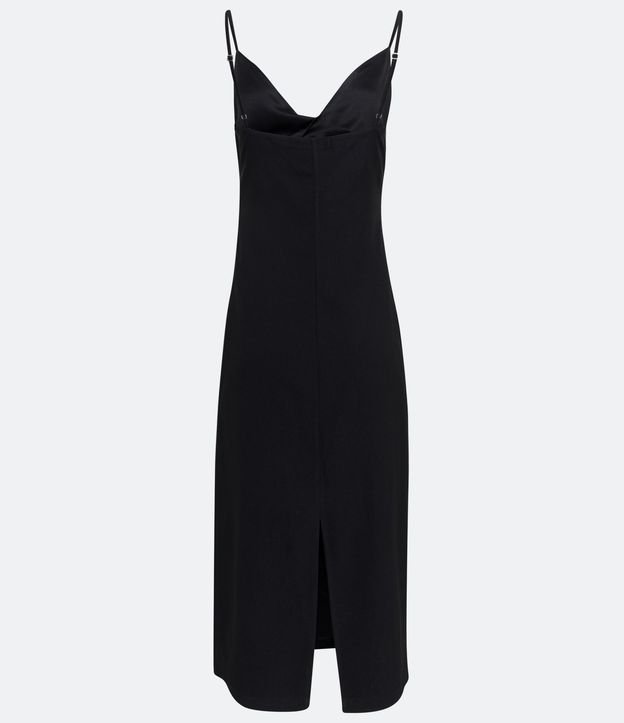 Vestido New Midi en Satín con Busto Retorcido y Recorte Cutout Negro 7
