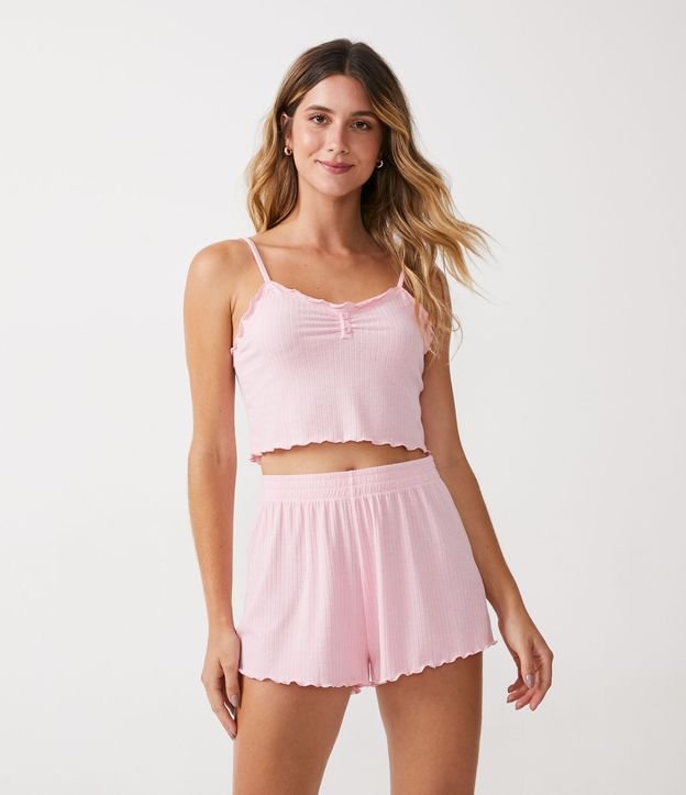 Pijama Short Doll Alcinha Em Viscolycra Scrunchie Rosa