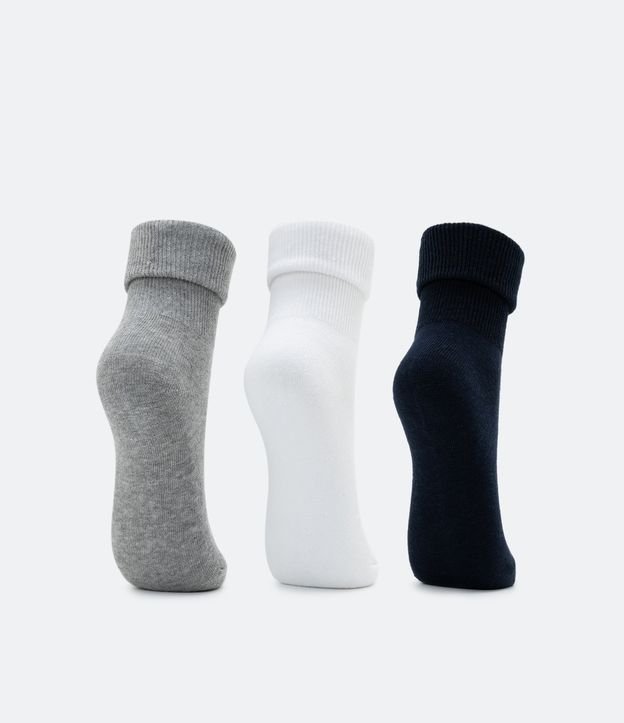 Kit 03 Medias Cano Mediano Infantil con Dobla Doble - Talle 19/22 al 31/34 Negro/Blanco/Gris 3