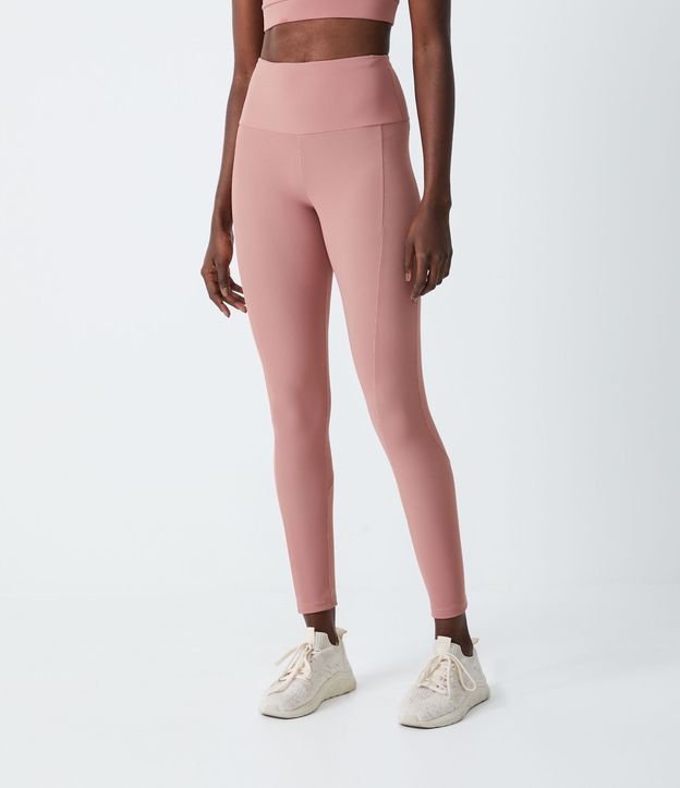 Cal A Legging Esportiva Em Poliamida Canelada C S Alto E Recortes Rosa