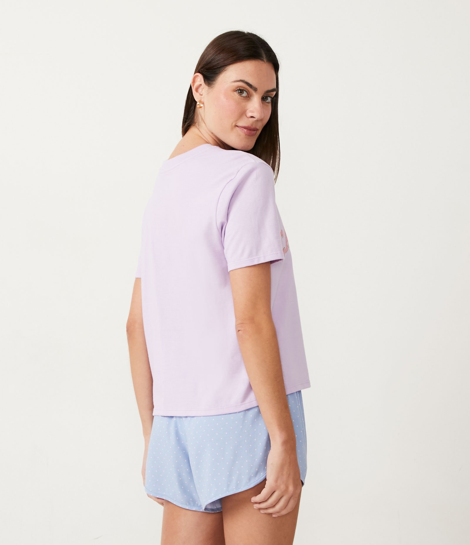 Blusa de Pijama em Algodão com Estampa California Roxo 2