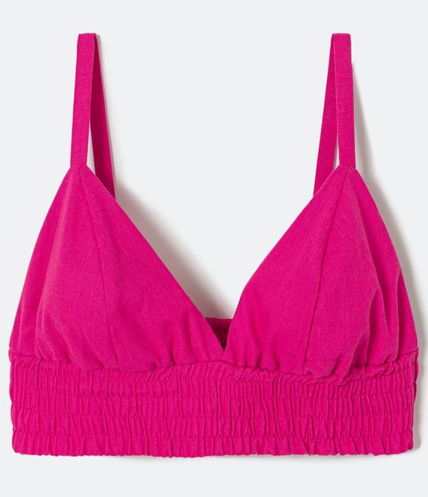 Blusa Cropped en Lino con Lastex na Barra Curve & Plus Size Rosado 5