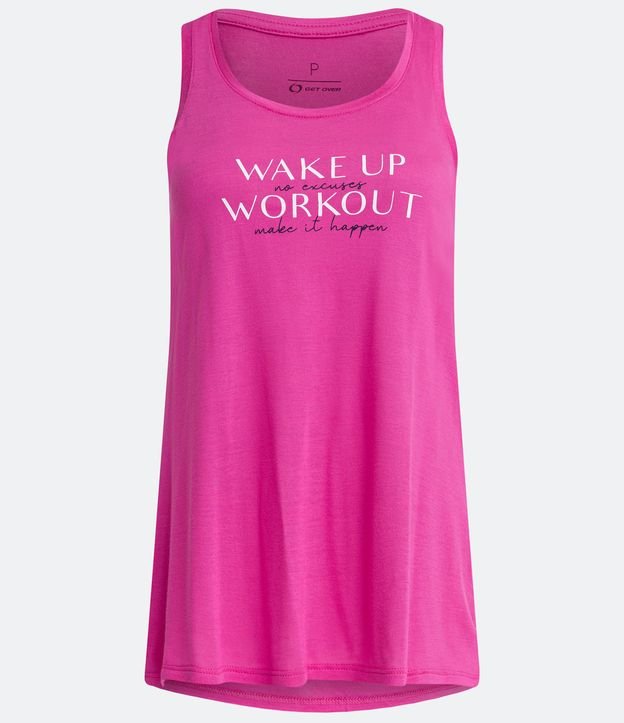 Musculosa Deportiva en Viscosa con Estampado Wake up Workout Rosado 5