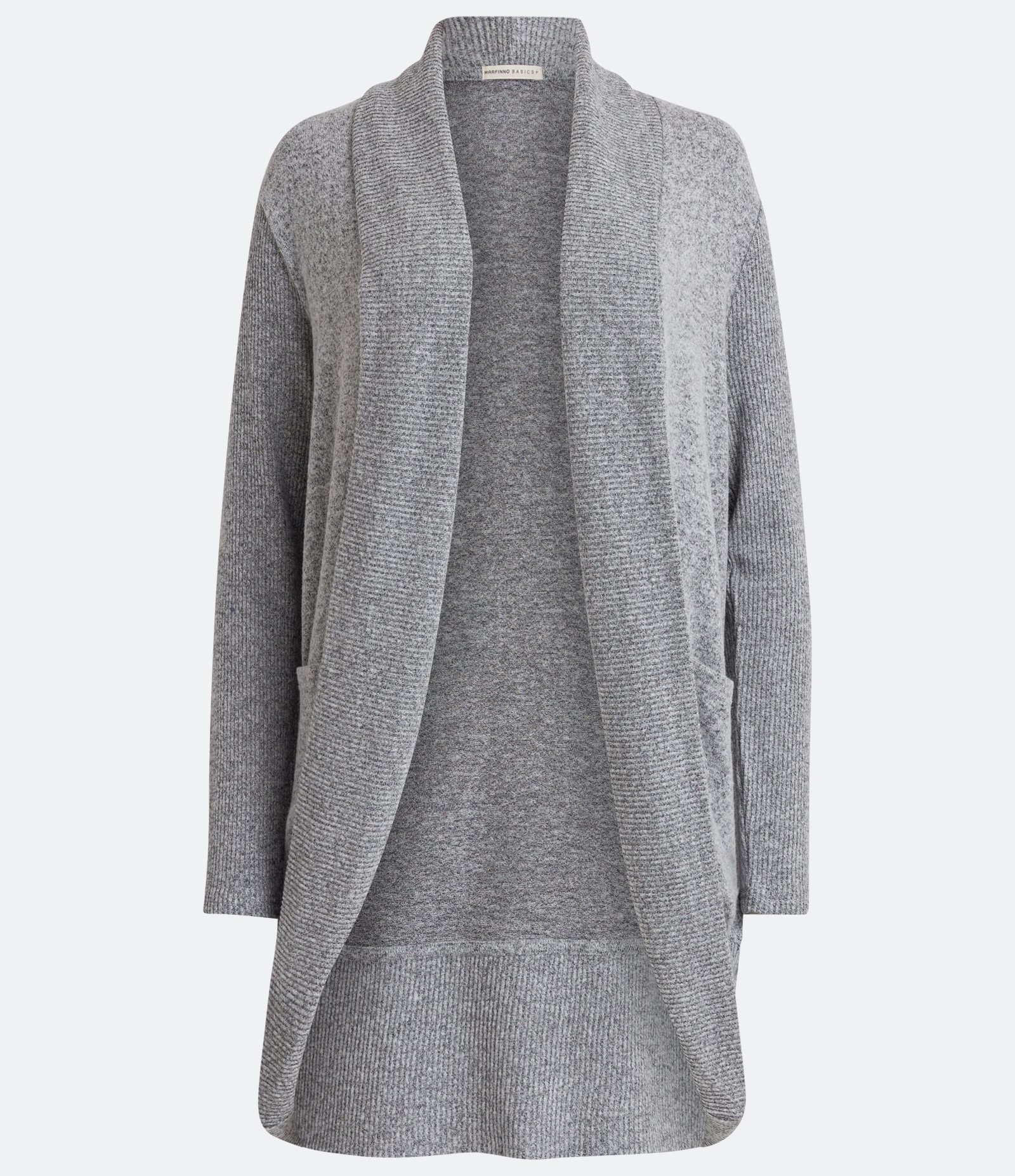 Cardigan Alongado Manga Longa em Tricô Cinza Mescla 6