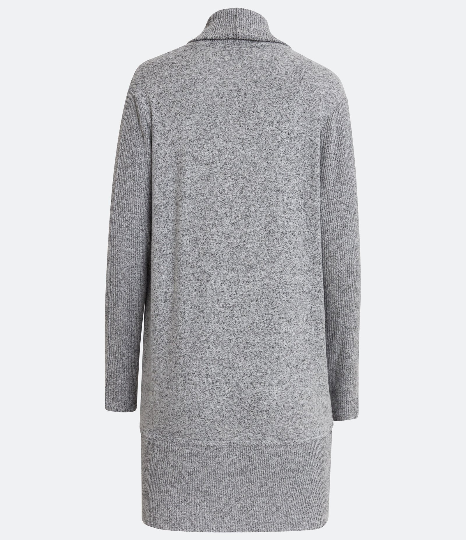Cardigan Alongado Manga Longa em Tricô Cinza Mescla 7