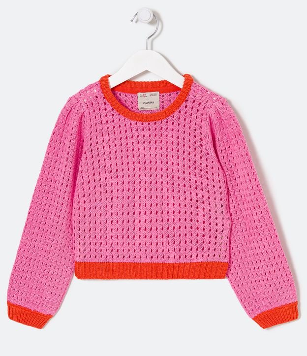 Blusa Infantil con Mangas Abullonadas - Talle 5 a 14 años Rosado 1