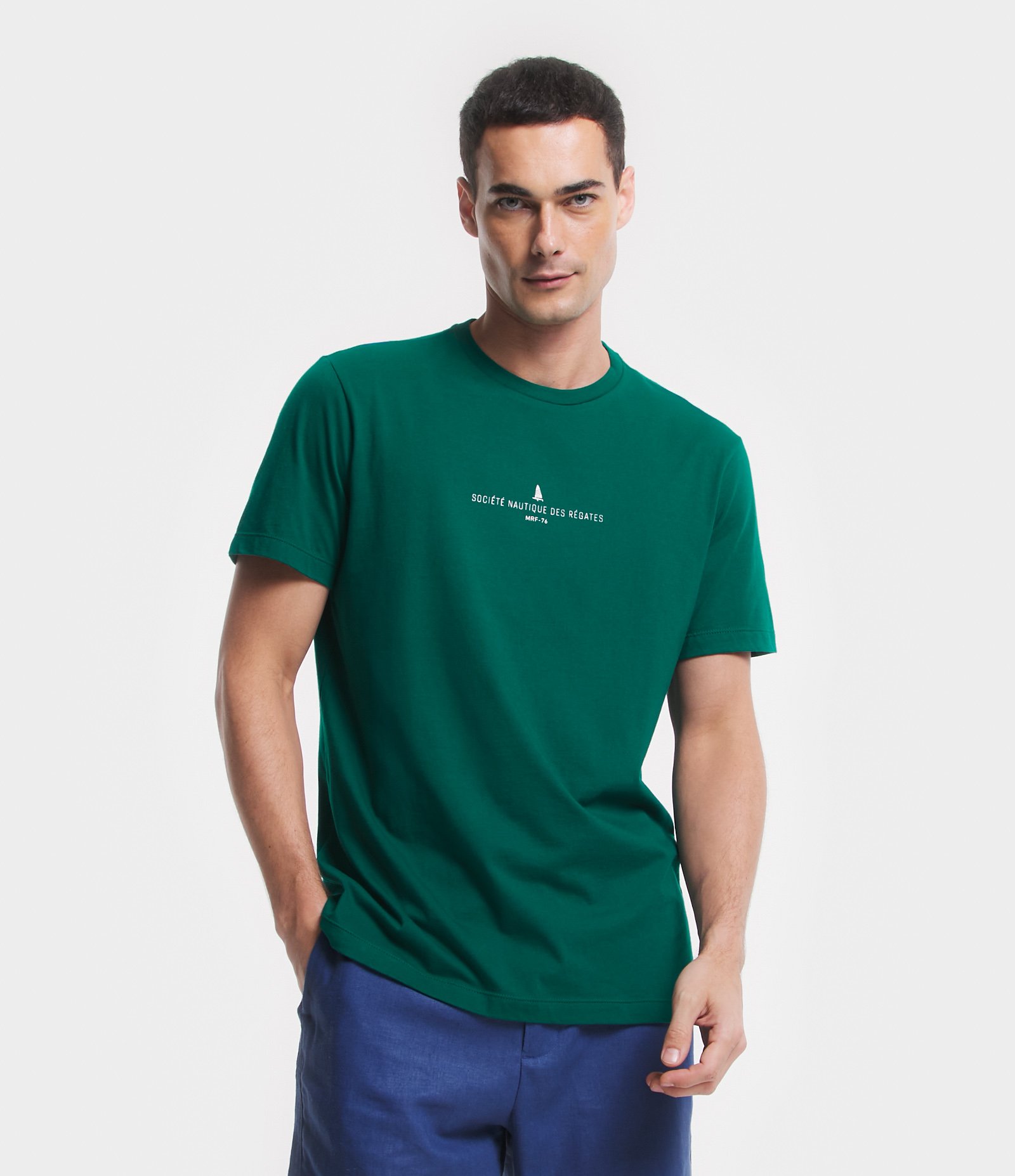Camiseta Comfort em Algodão com Estampa de Lettering Verde 1