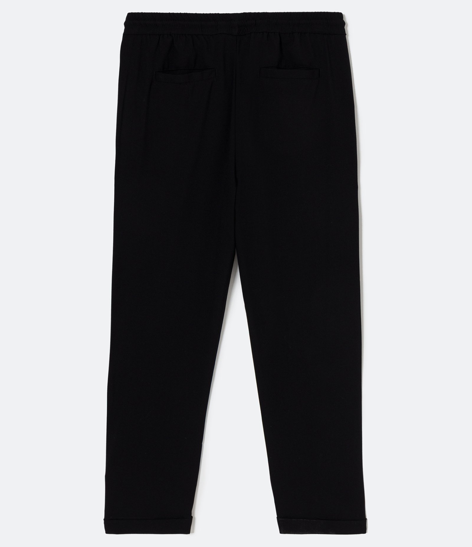 Calça Slim Cropped com Cós Elástico e Amarração Preto 2