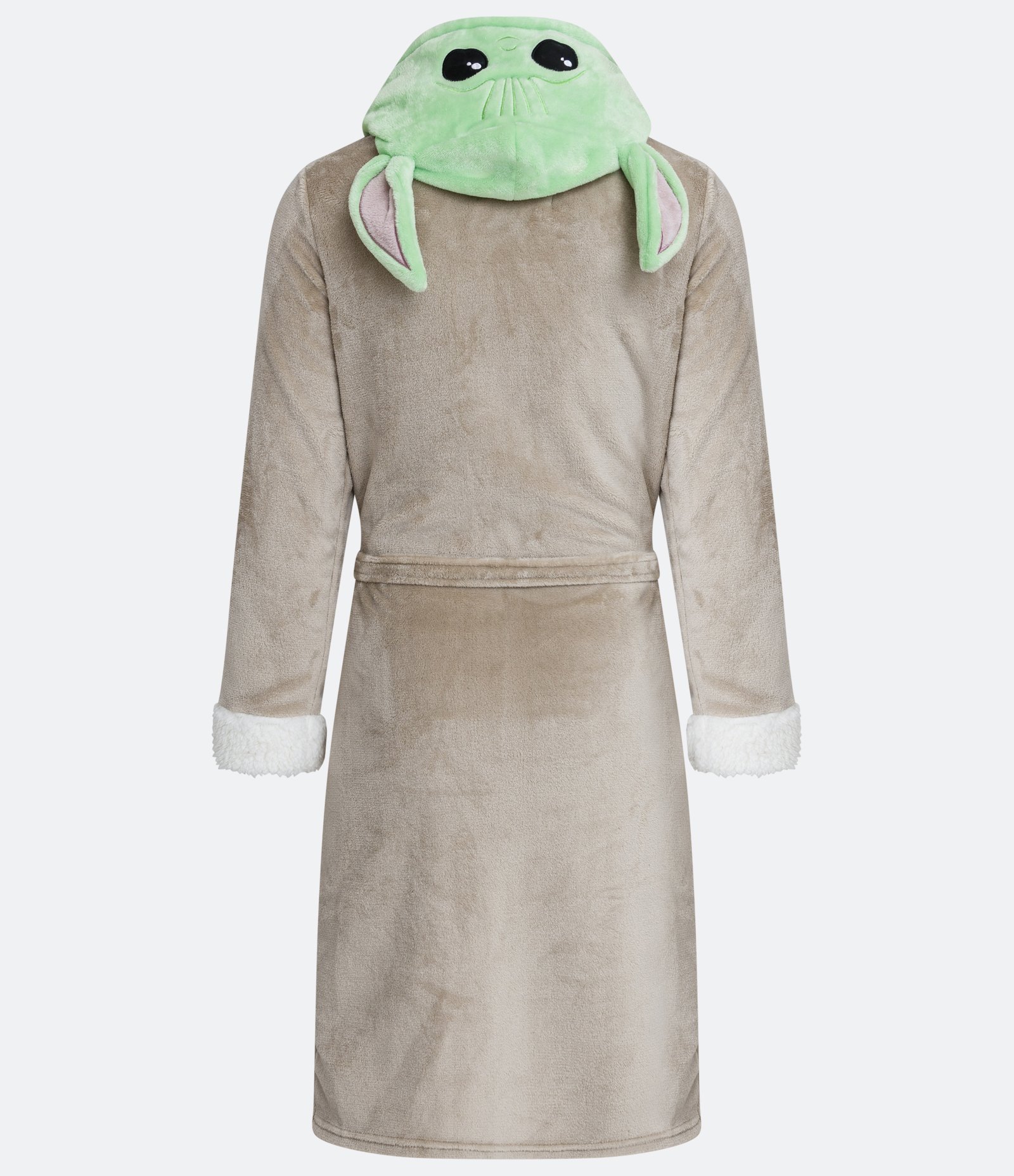 Roupão com Capuz Estampa Baby Yoda e Bolsos Marrom Claro 5