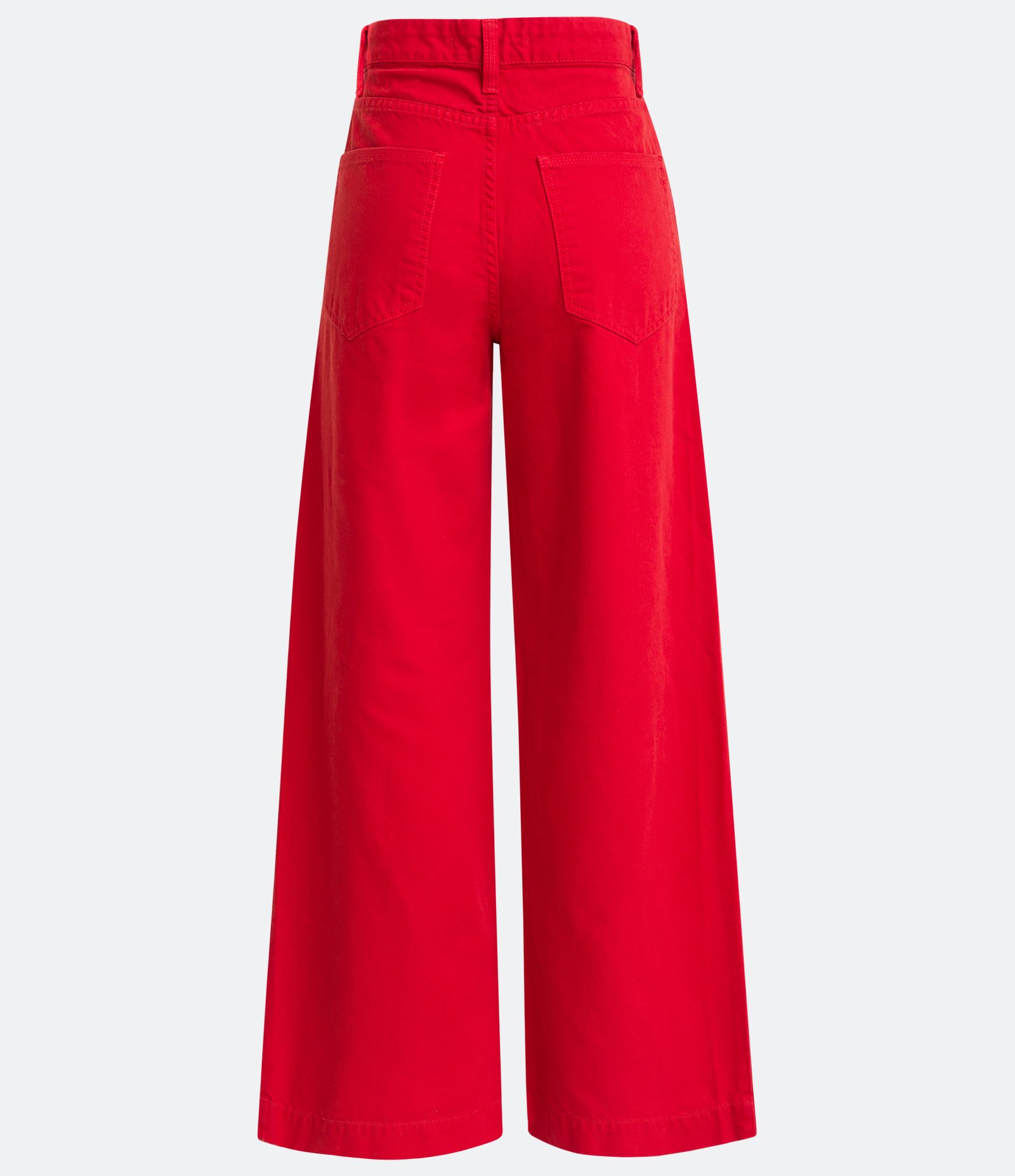 Calça Wide Leg em Sarja com Pedraria Vermelho 6