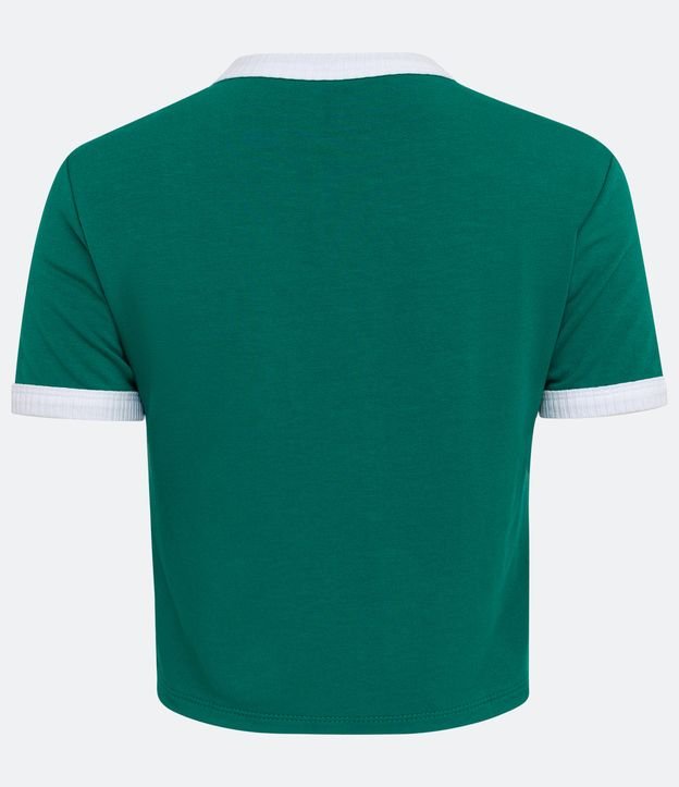 Blusa Cropped en Algodón con Manga Corta y Estampado Tenis Verde 6