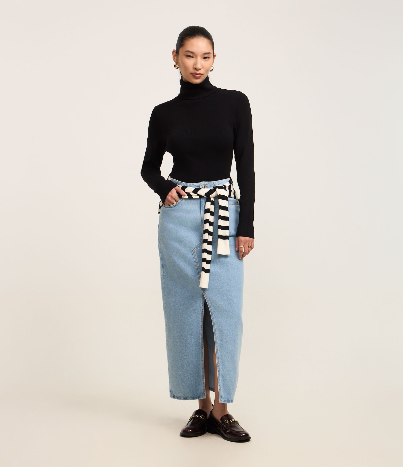 Suéter em Tricô com Gola Alta Estruturada Preto 2