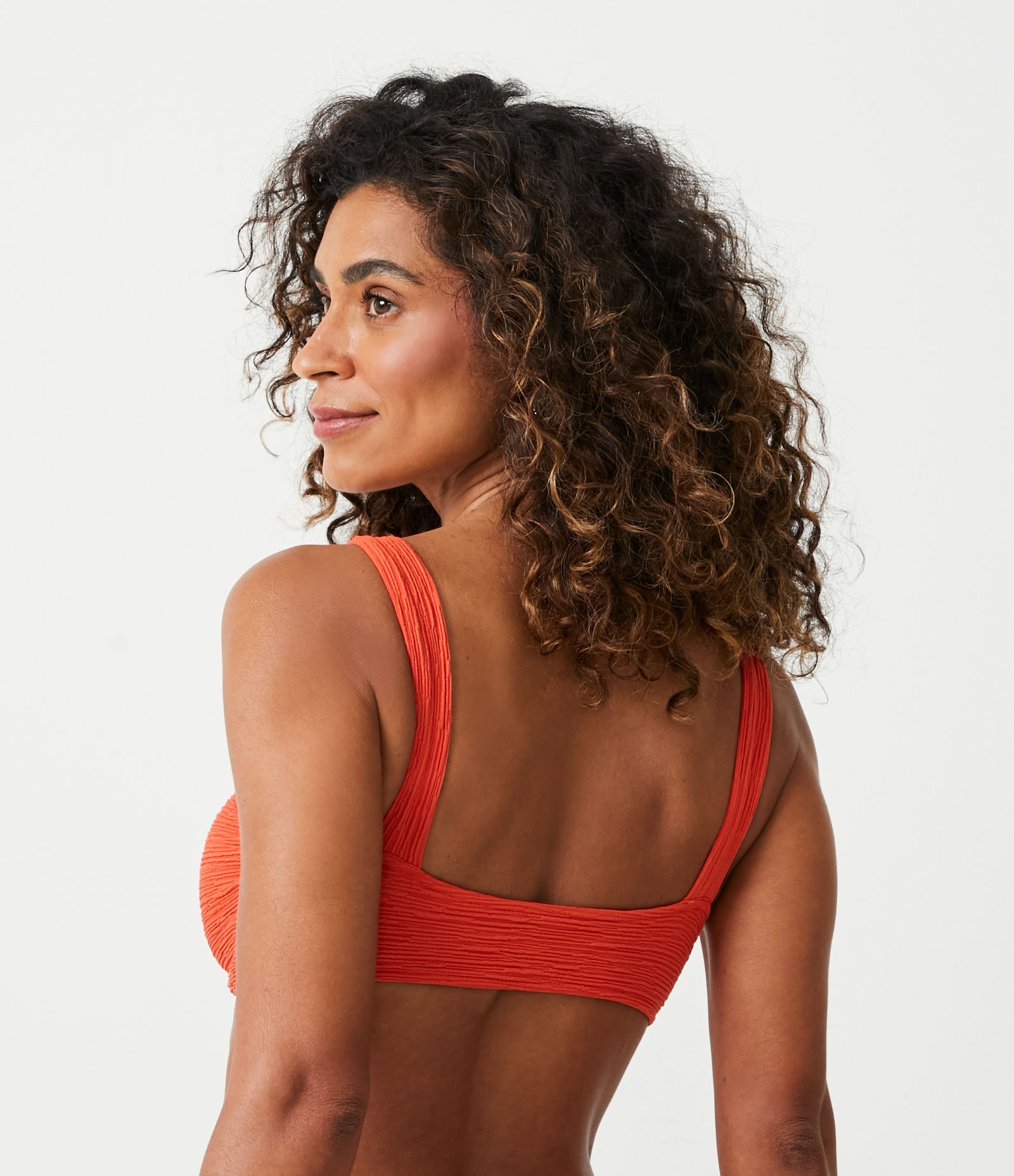 Biquíni Top Bandeau em Poliamida Texturizado Laranja 3