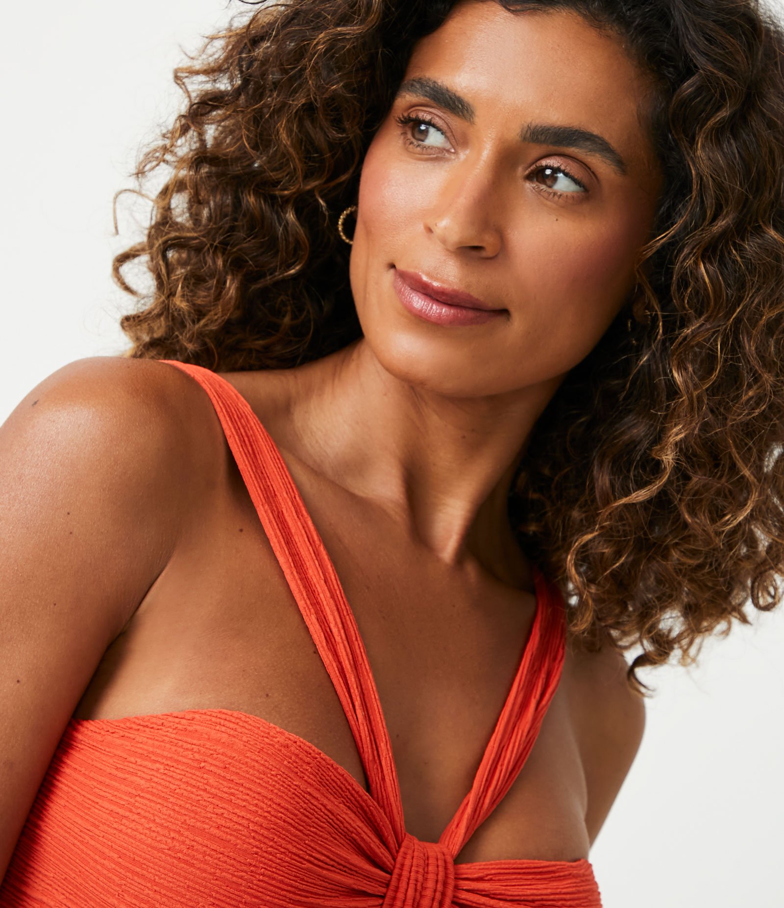 Biquíni Top Bandeau em Poliamida Texturizado Laranja 4