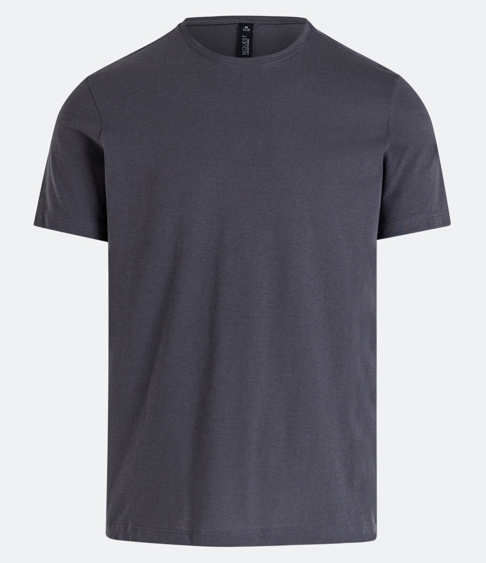 Camiseta Slim Básica em Algodão Peruano com Gola Redonda Cinza Chumbo 4