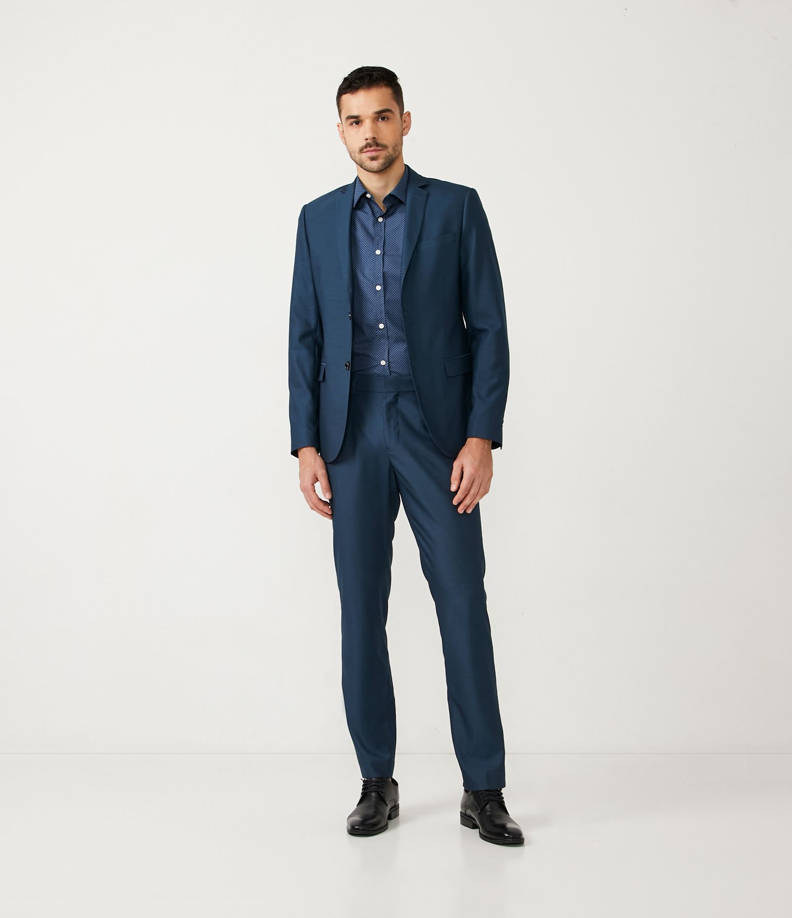 Calça Social em Textura Maquinetada Azul Escuro 1