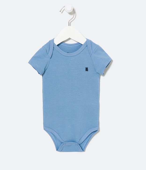 Body Infantil Básico con Osito en el Pecho - Talle RN a 24 meses Azul 1