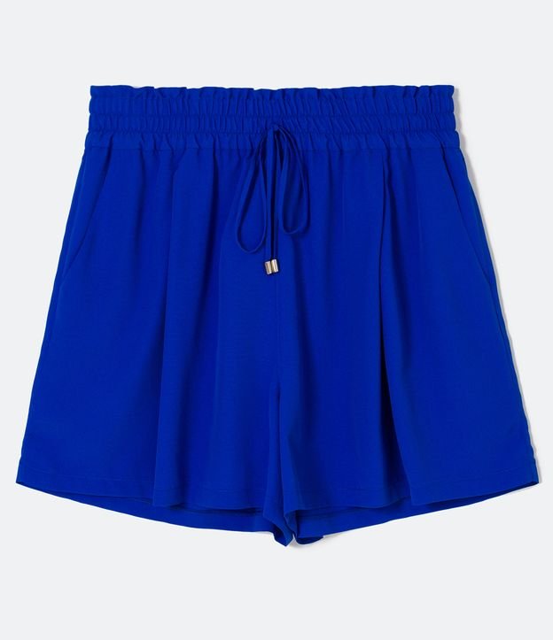 Short en Crepé con Cintura Elástica y Lazo Curve & Plus Size Azul 5