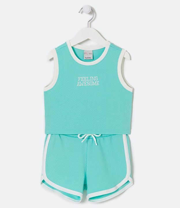 Conjunto Infantil con Lettering Feeling Awesome - Talle 5 a 14 años Azul 1