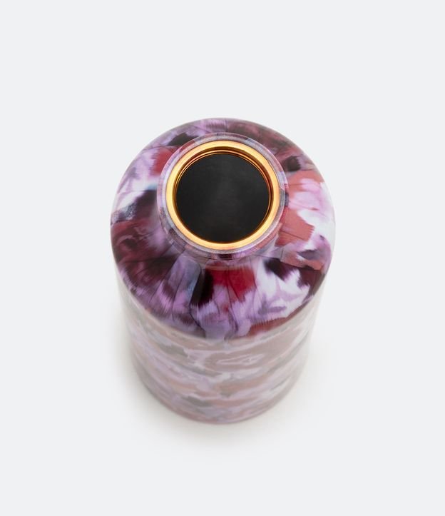Botella en Metal con Estampado Abstracto con Asa y Mosquetón 500ml Violeta Claro 3