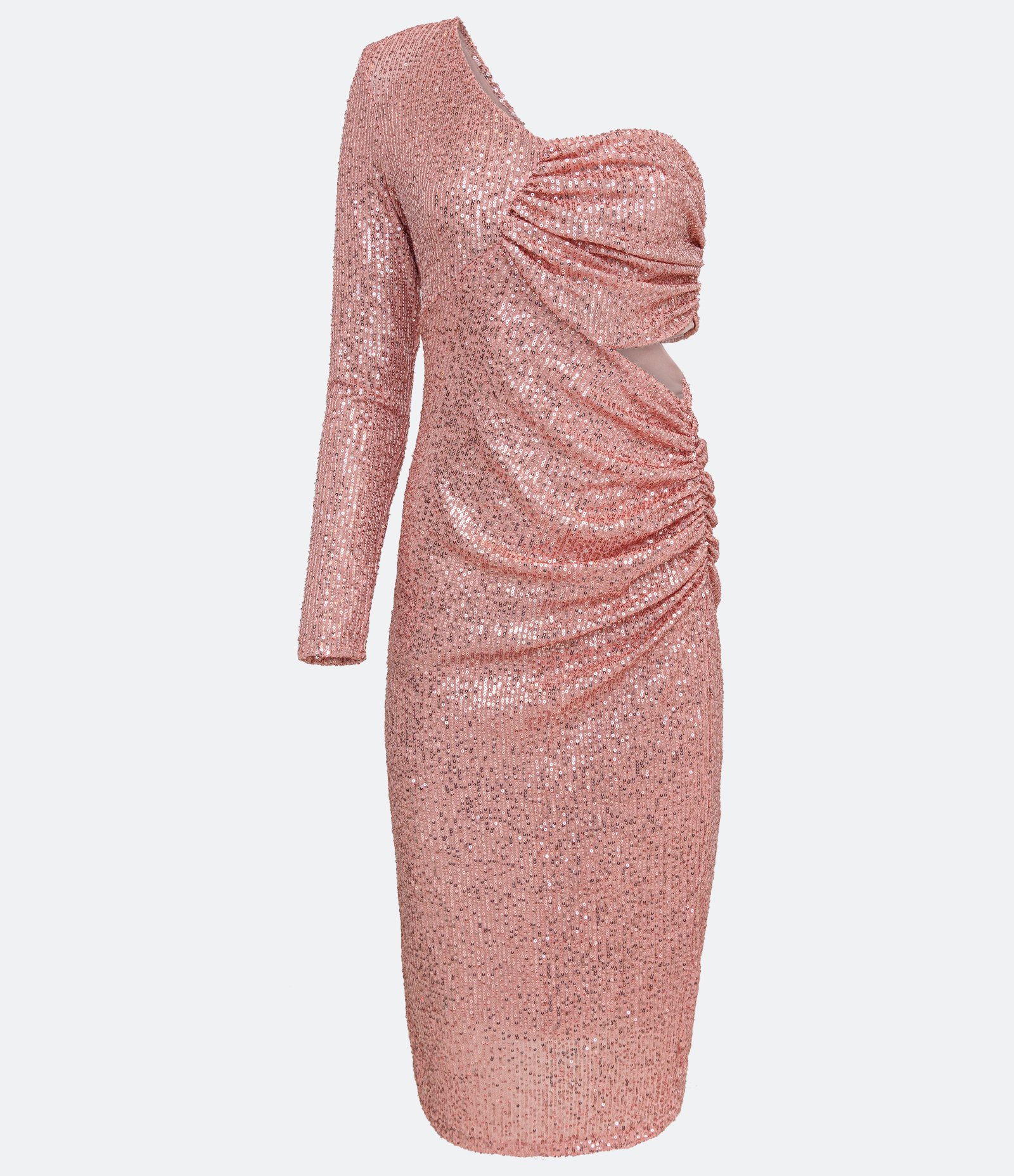 Vestido Midi em Malha de Paetês Dourado 5