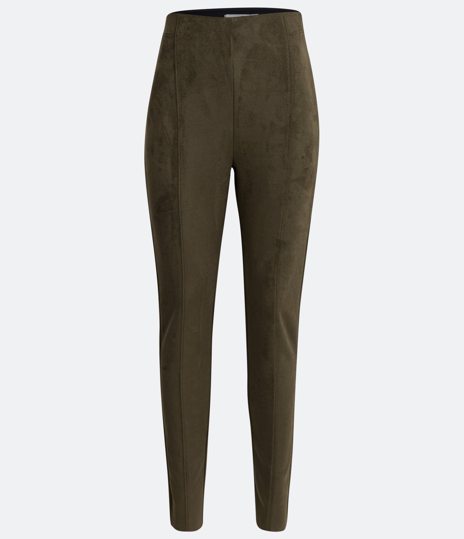 Calça Legging em Material Sintético com Recortes Verticais Verde Oliva 5