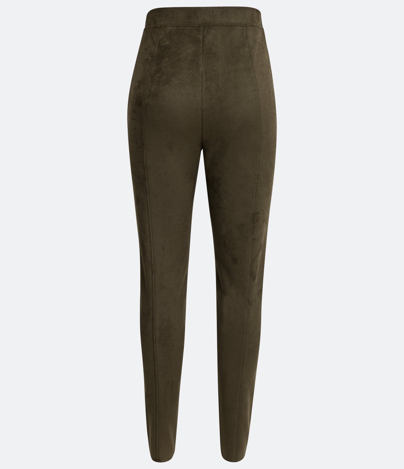 Calça Legging em Material Sintético com Recortes Verticais Verde Oliva 6