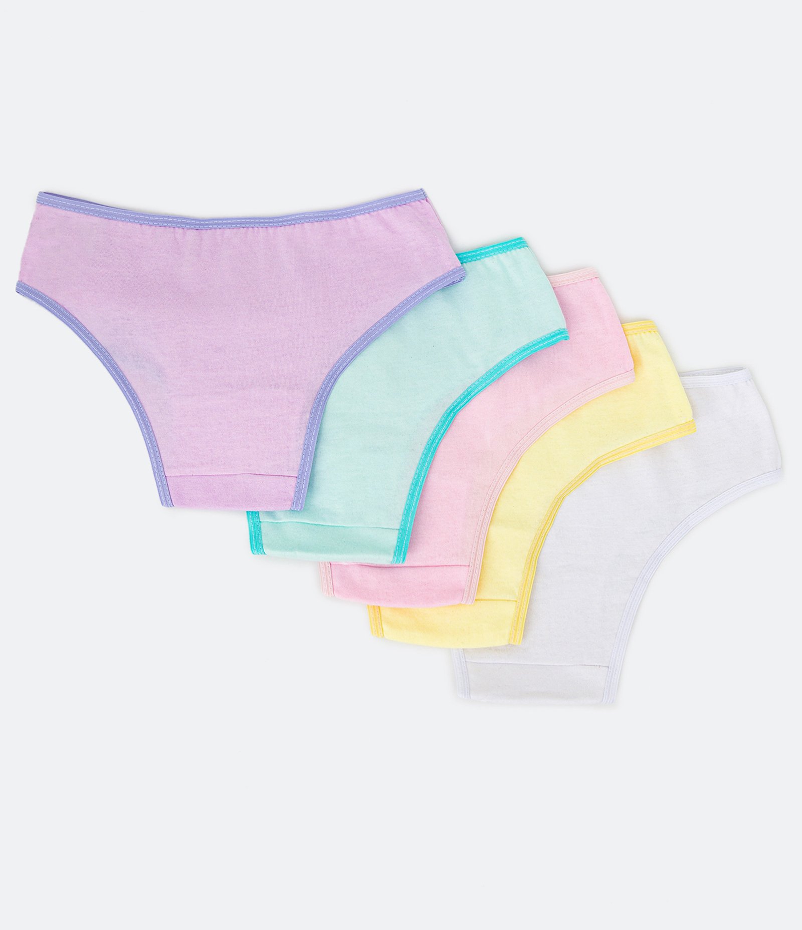 Kit 05 Calcinhas Básicas com Lacinho - Tam 2 a 14 Anos Multicores 3