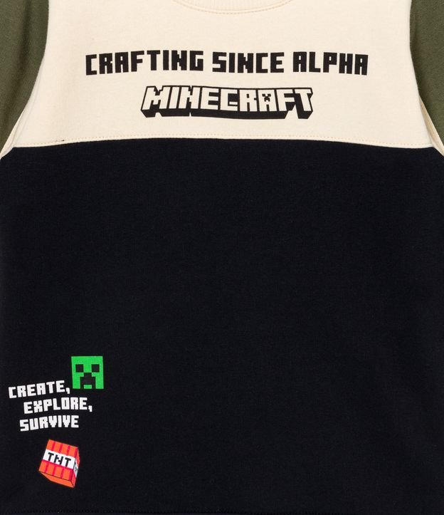 Buzo Algodón Estampado Localizada Minecraft con Recortes - 5 a 14 años Negro 3