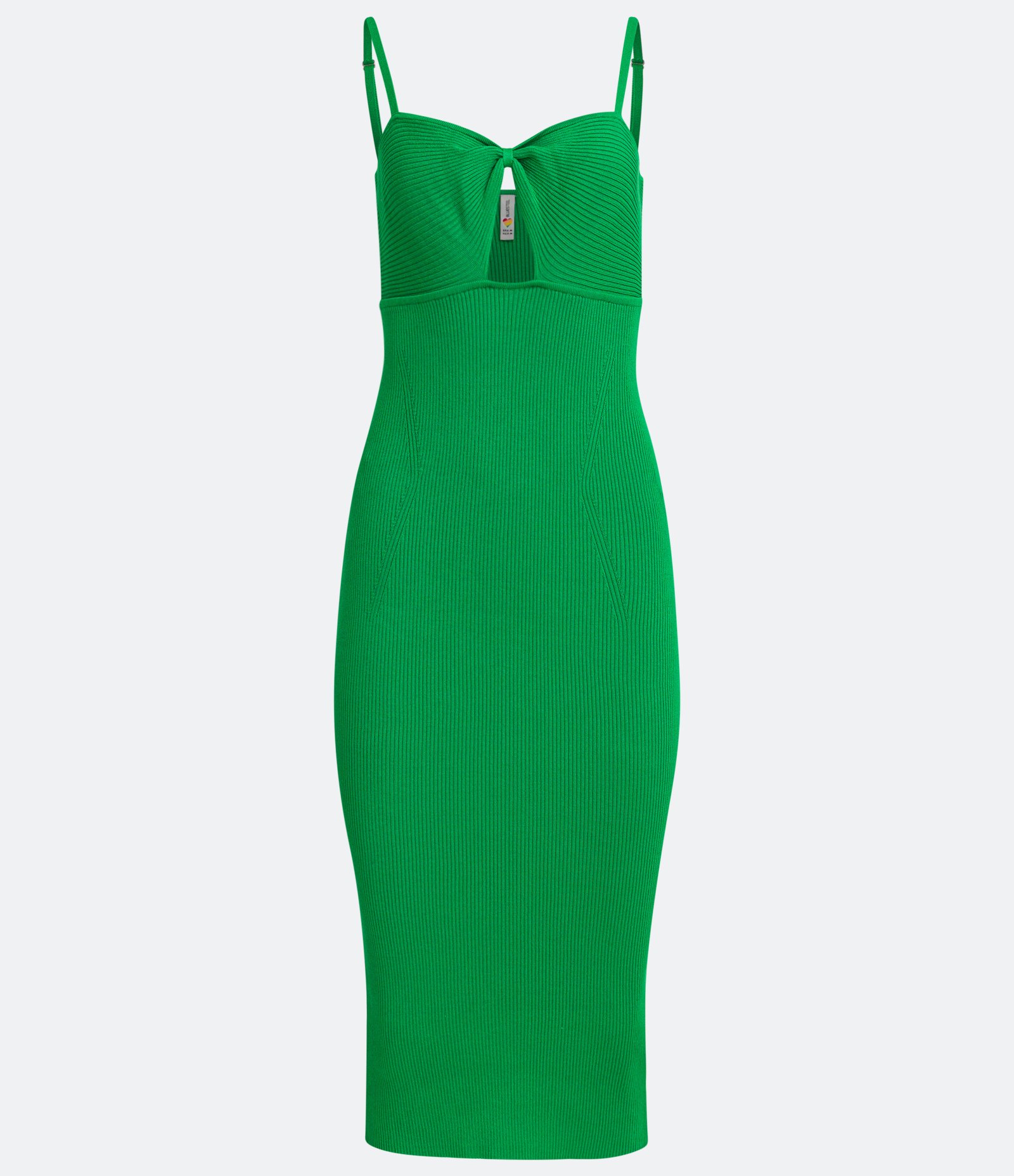 Vestido Midi em Tricô com Recorte Vazado no Busto Verde 5