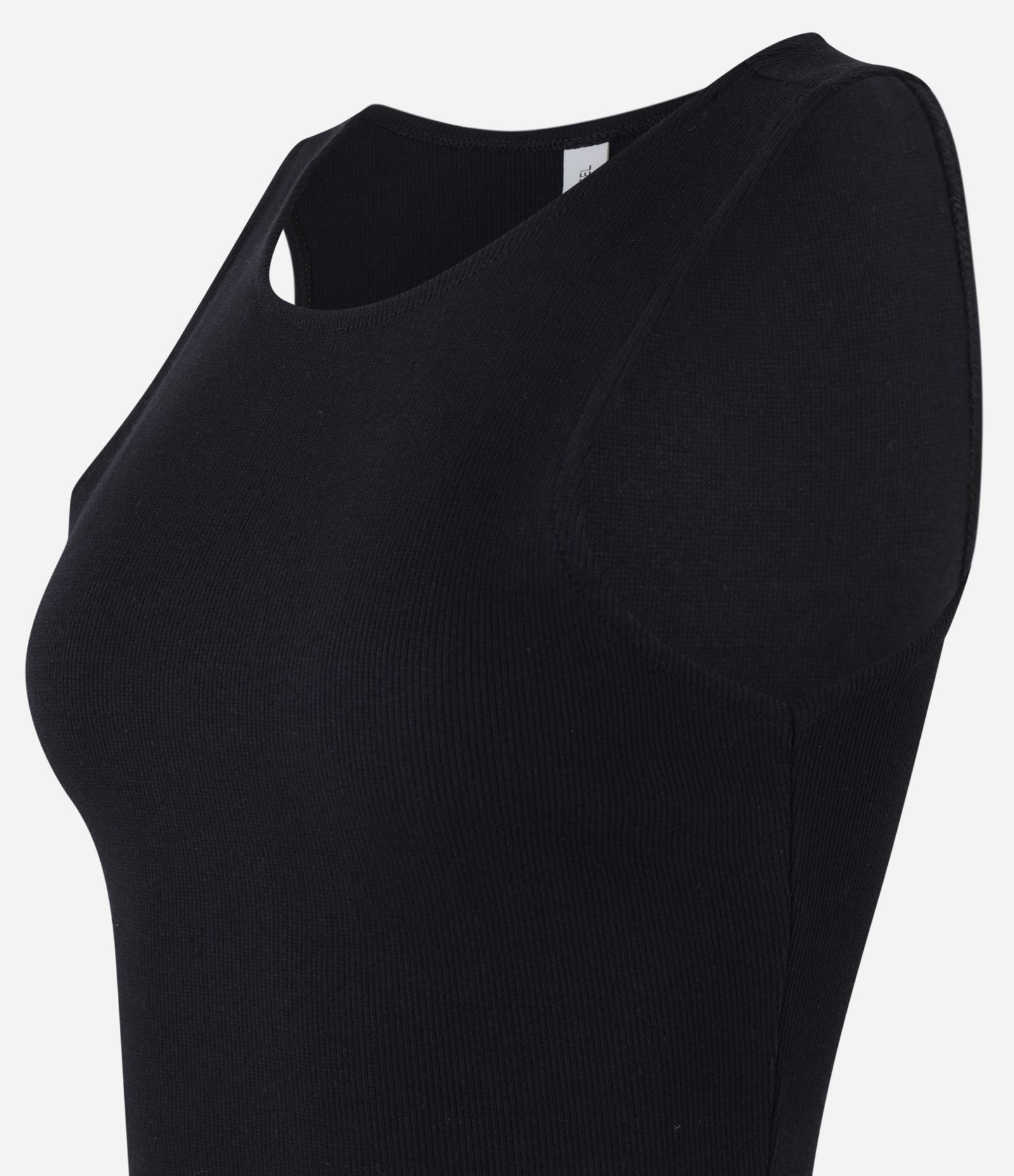 Blusa Cropped sem Manga em Algodão com Textura Canelada Preto 5