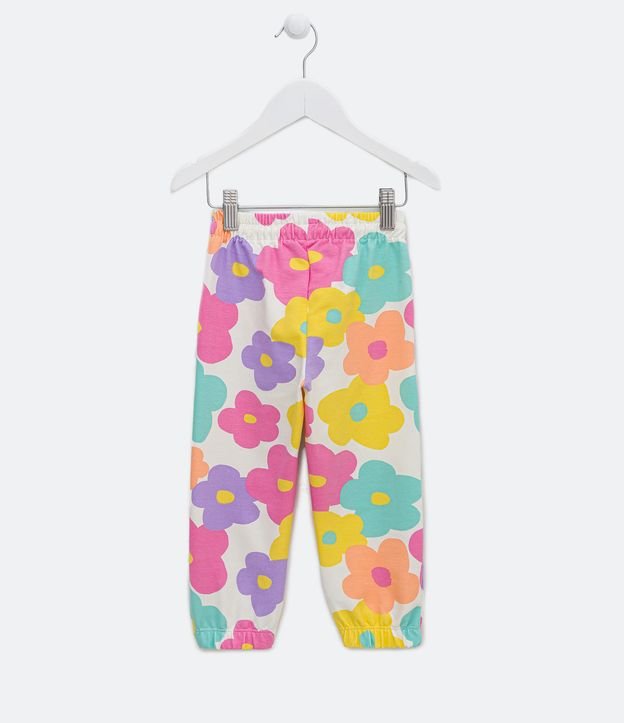 Pantalón Jogger Infantil con Estampado Floral y Cordón - Talle 1 a 5 años Blanco 2