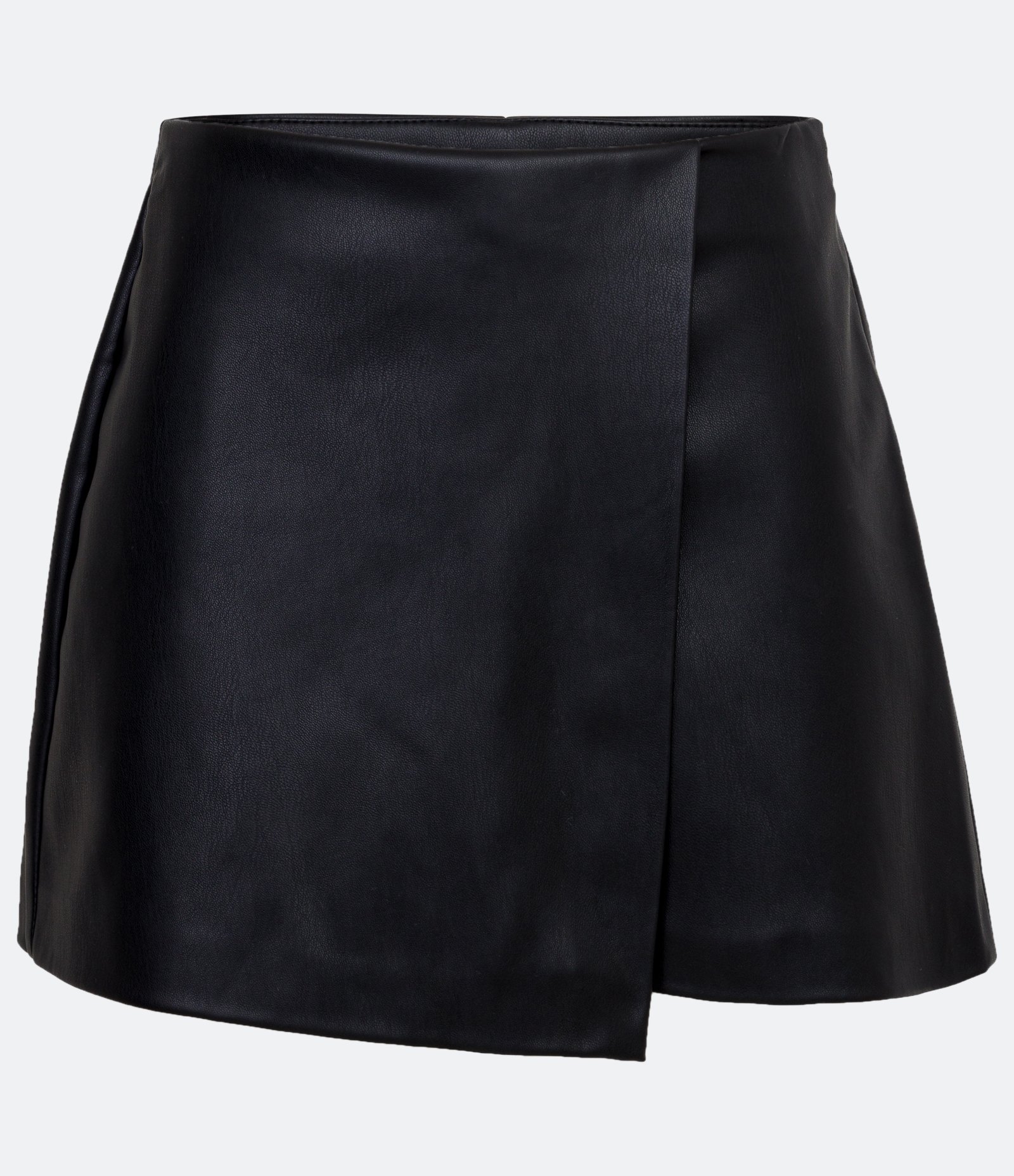 Short Saia em Material Sintético com Transpasse Assimétrico Preto 5