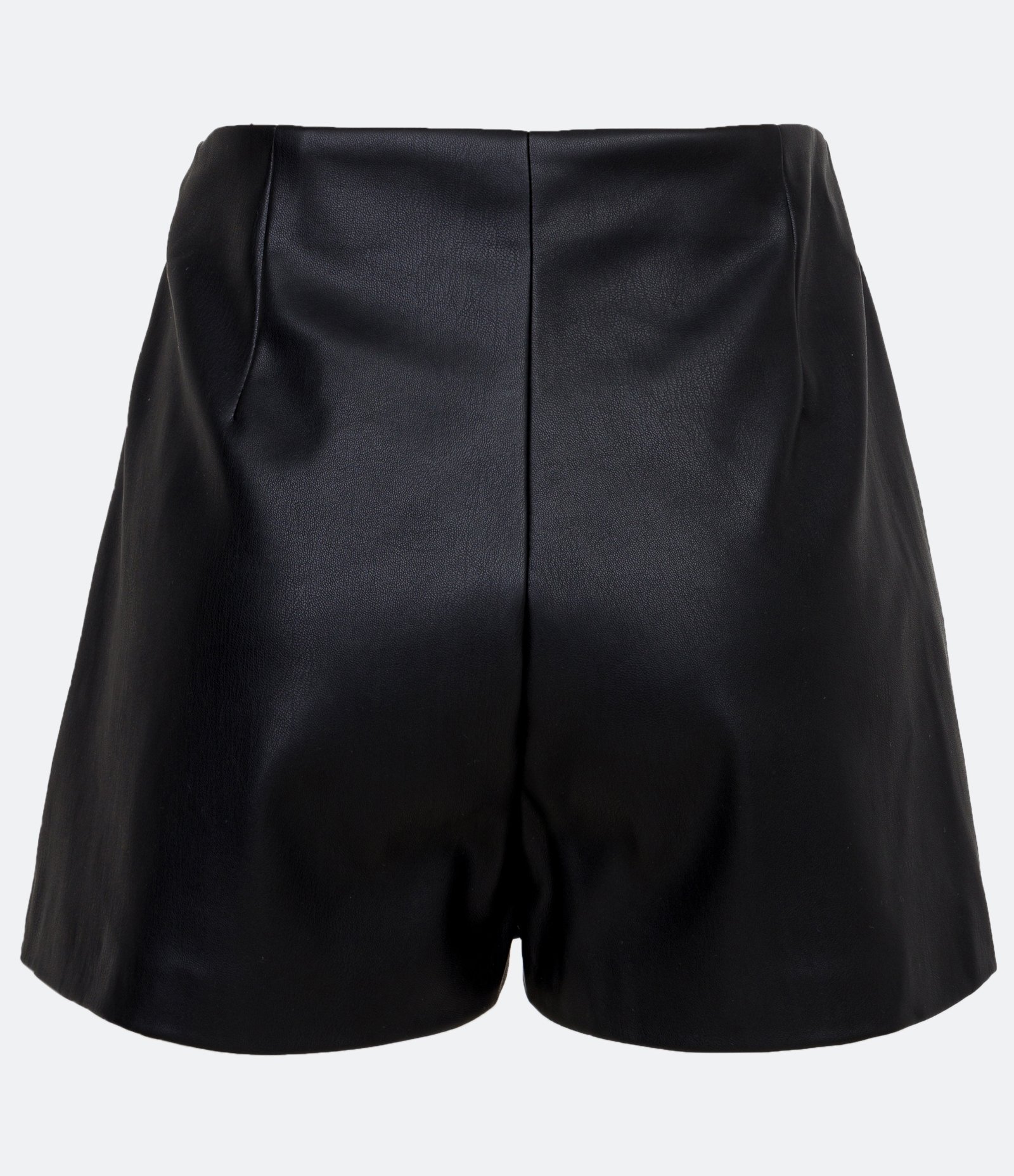 Short Saia em Material Sintético com Transpasse Assimétrico Preto 6