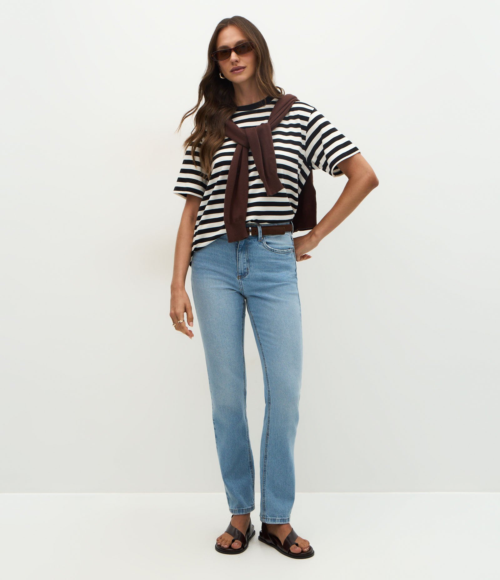 Calça Slim em Jeans com Fenda na Barra Azul 1