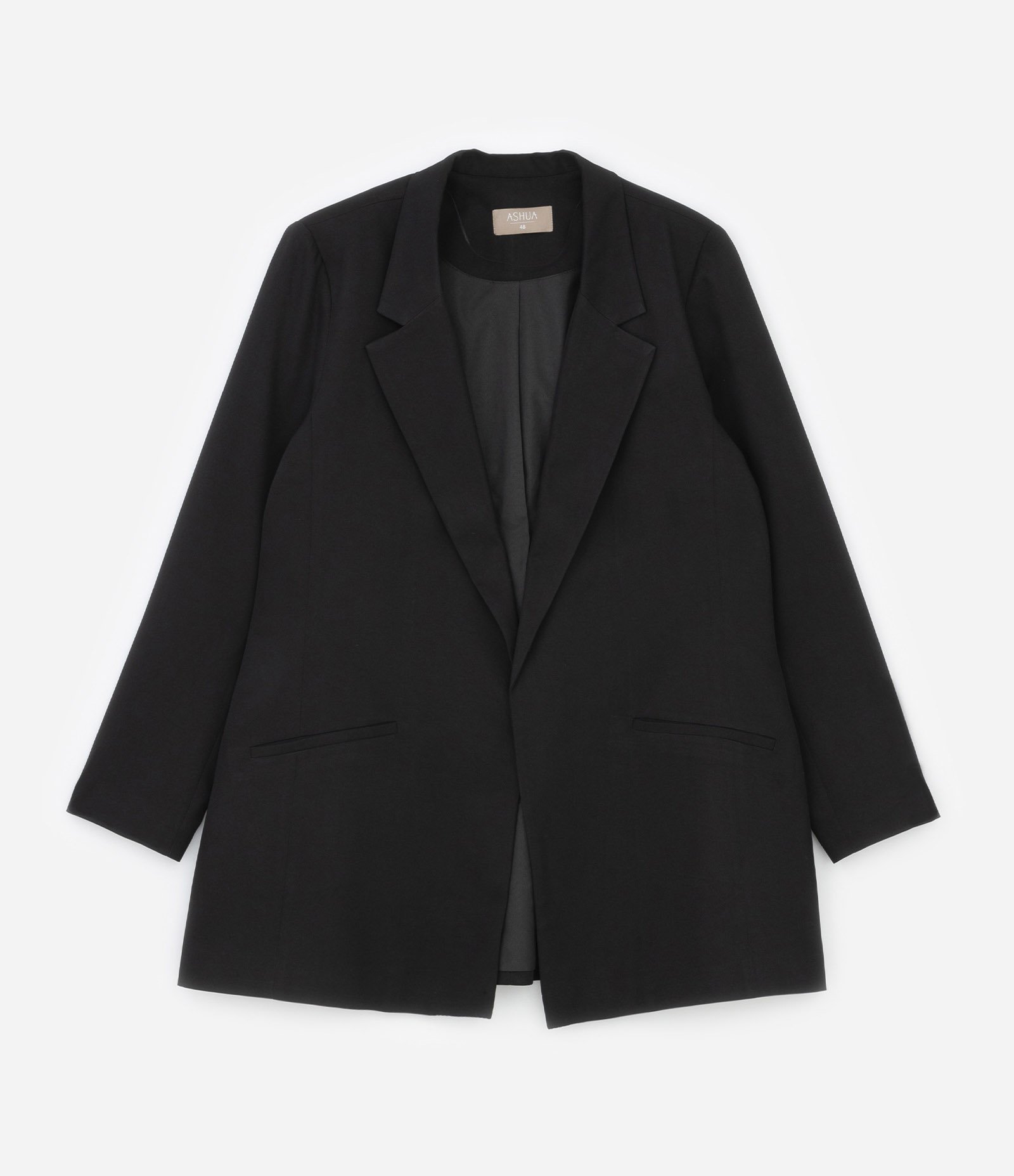 Blazer Alongado Alfaiataria em Crepe Curve & Plus Size Preto 5