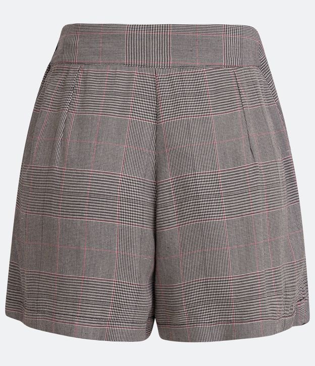 Short Pollera Sastrería en Viscosa con Apertura y Estampado de Cuadros Gris 7