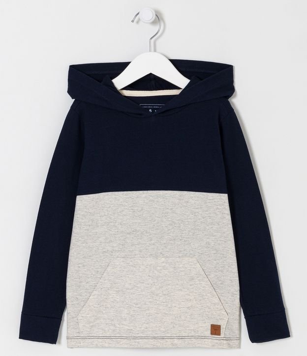 Remera Infantil con Capucha y Recortes - Talle 5 a 14 años Azul 1