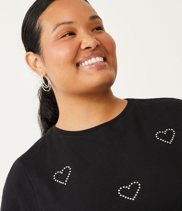 Blusa en Media Malla con Corazones Curve & Plus Size Negro 4