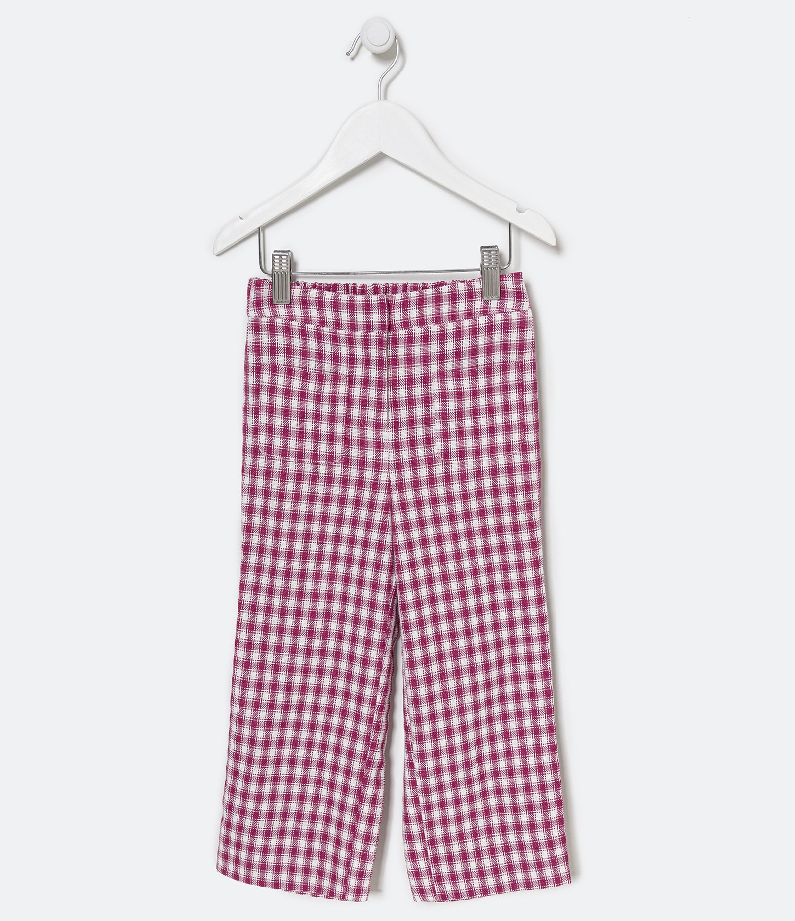 Calça Pantacourt Infantil Xadrez com Bolsos Frontais - Tam 5 a 14 Anos Rosa 1