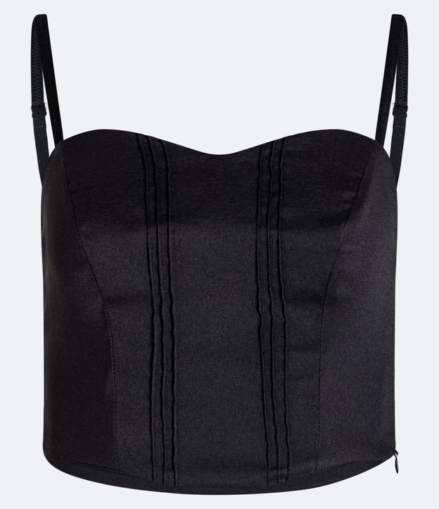 Blusa Cropped de Tirantes en Bengalina Negro 5