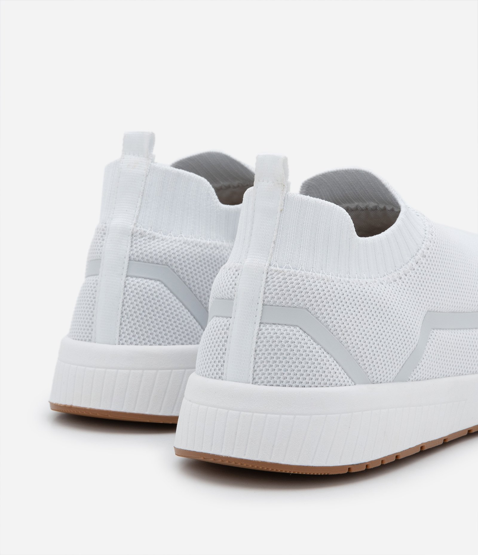 Tênis Knit Esportivo Cano Baixo Running com Textura Branco Neve 4