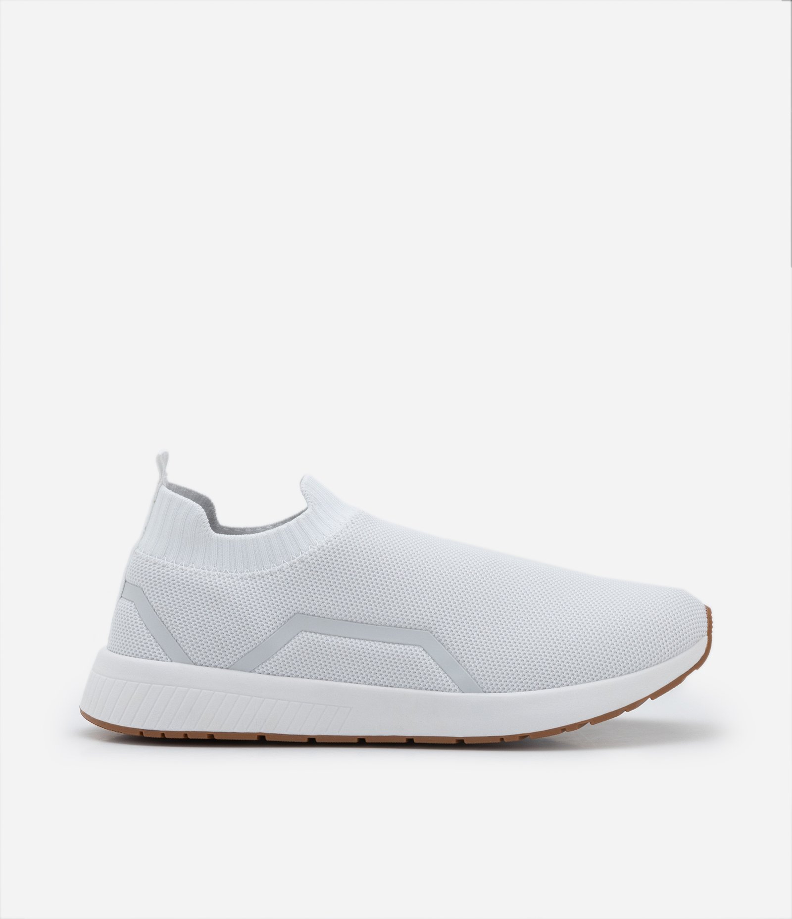 Tênis Knit Esportivo Cano Baixo Running com Textura Branco Neve 1