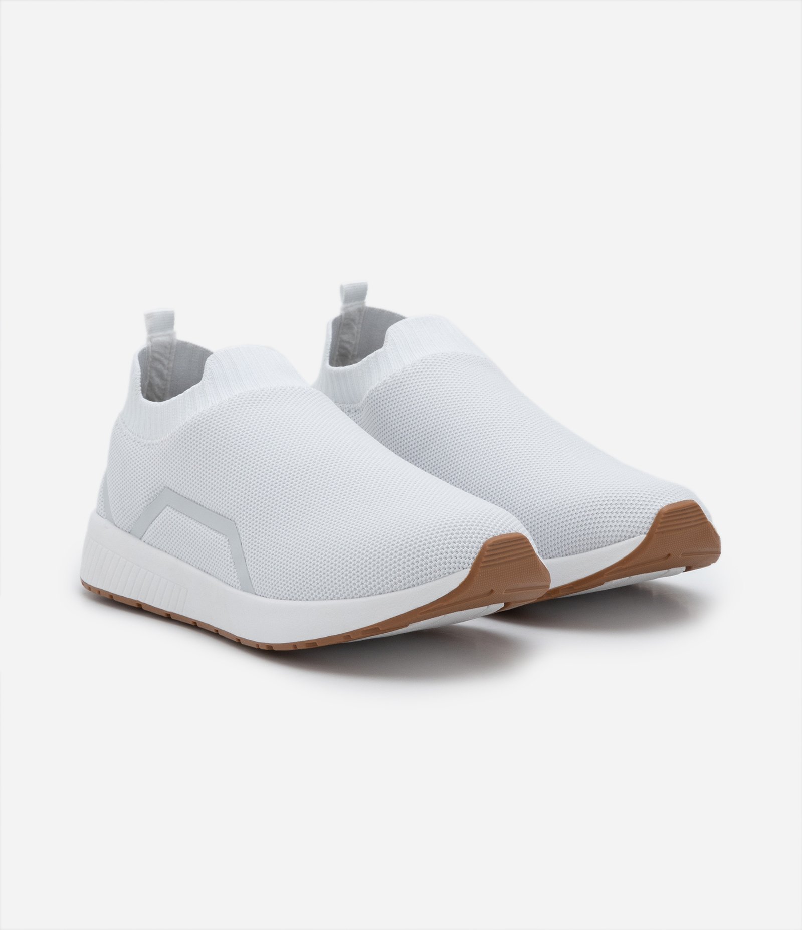 Tênis Knit Esportivo Cano Baixo Running com Textura Branco Neve 2