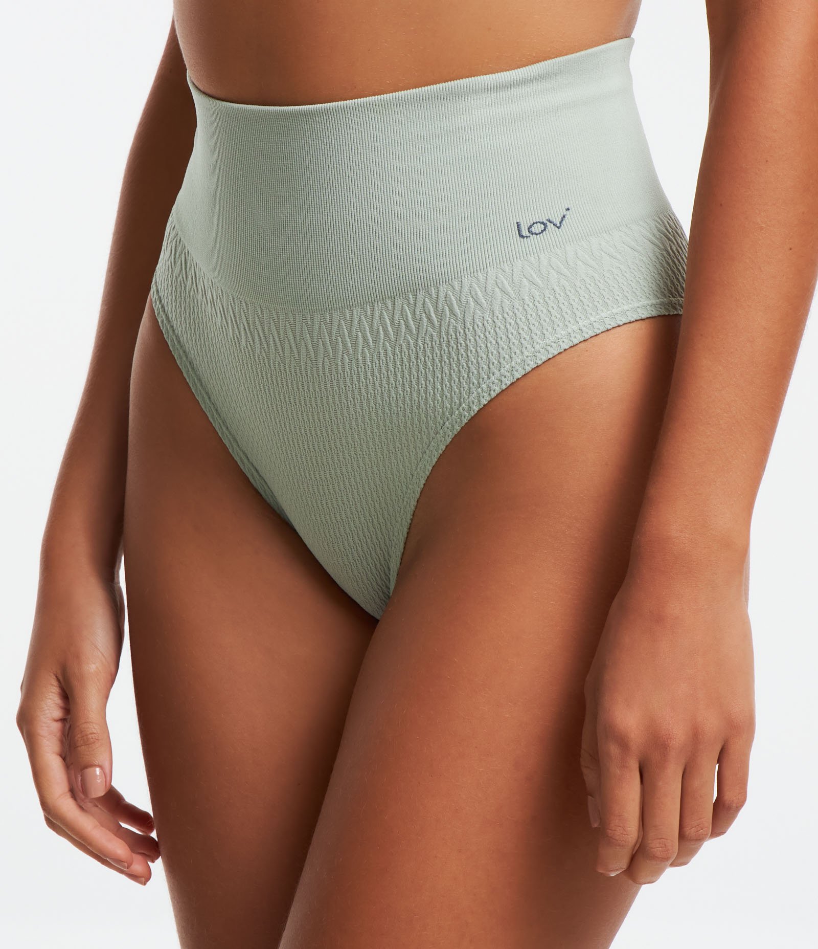 Calcinha Alta em Poliamida Seamless Texturizada Verde 2