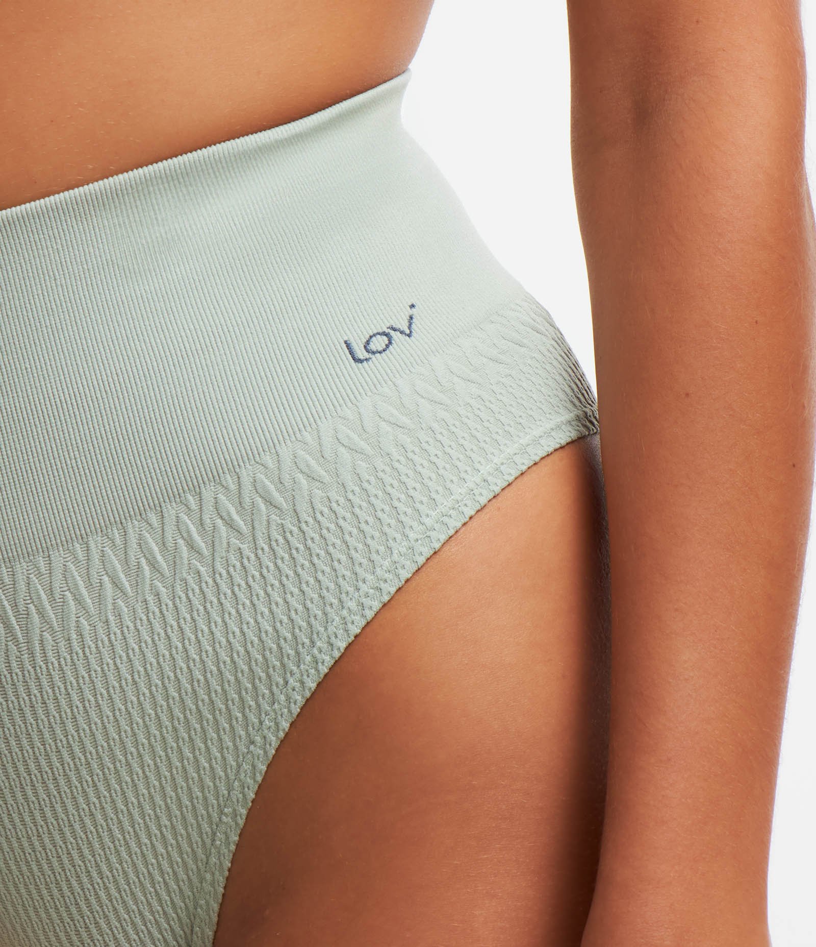 Calcinha Alta em Poliamida Seamless Texturizada Verde 4